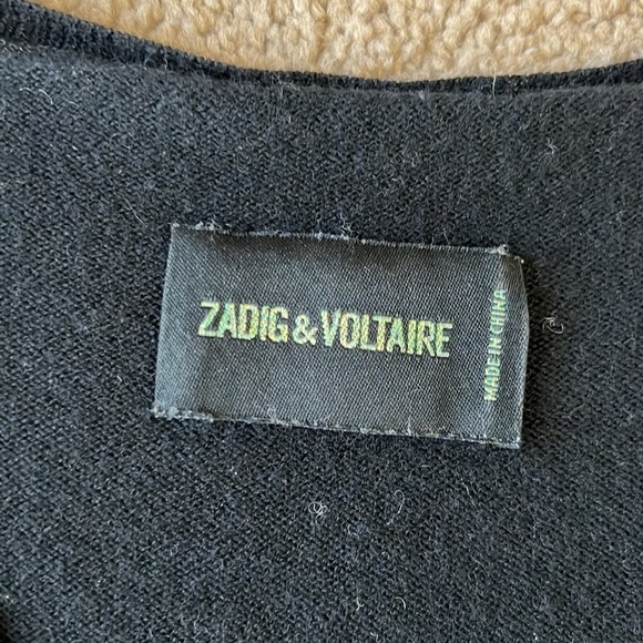 Zadig & Voltaire Black V Neck Wool Cashmere Sweater - Picture 4 of 9